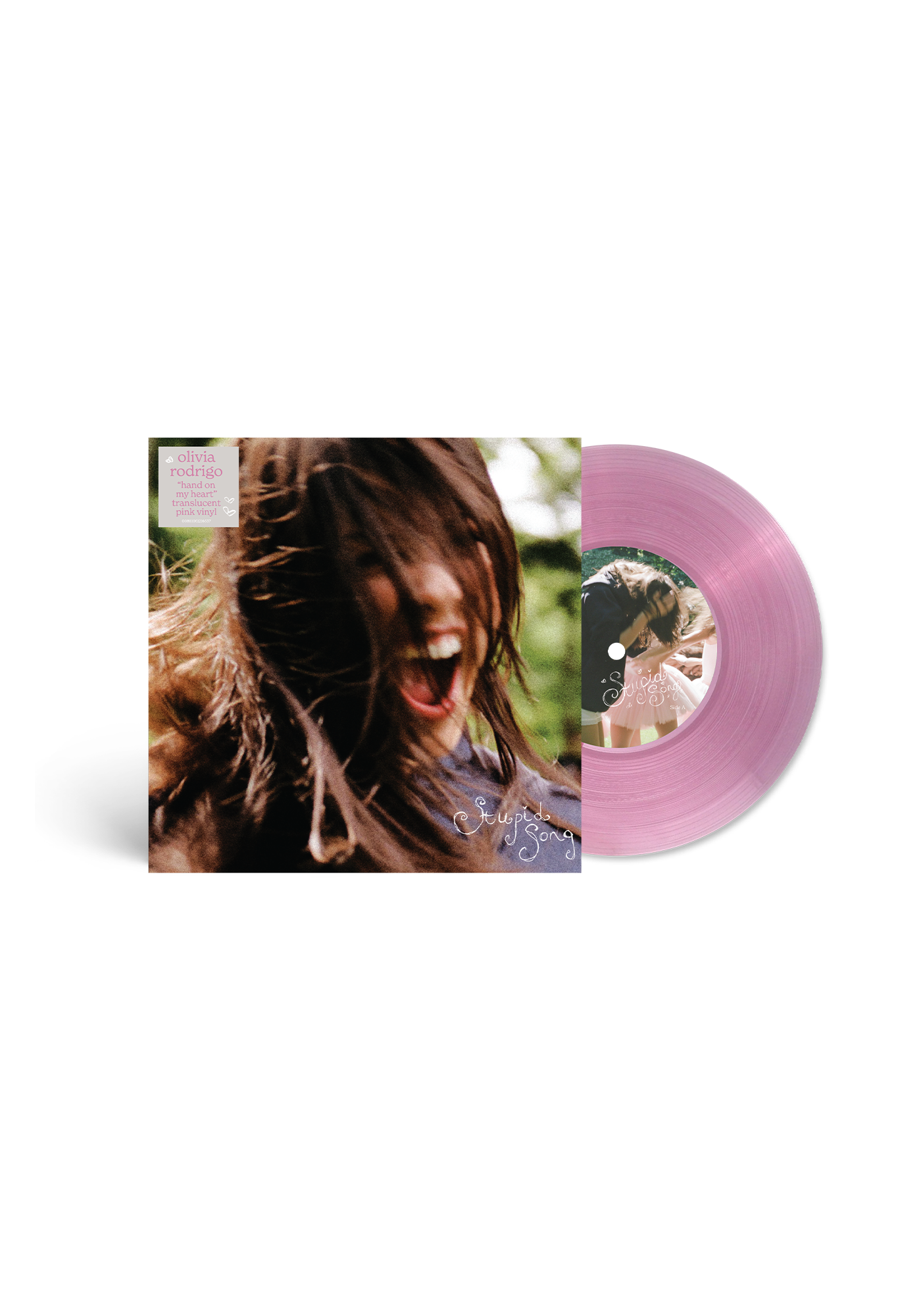 stupid song - 'hand on my heart' translucent pink 7