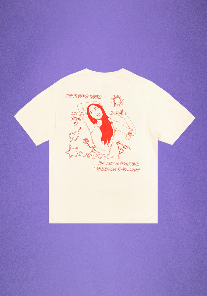 Olivia Rodrigo - ivory oversized sun in my mother fucking pocket t-shirt
