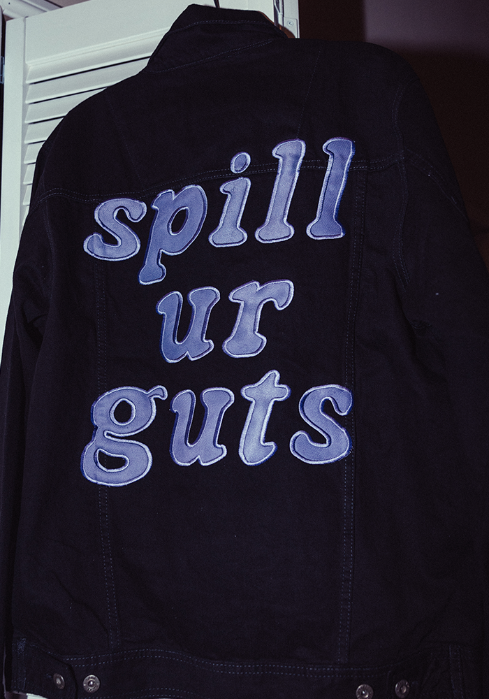 Olivia Rodrigo - spill ur guts black denim jacket