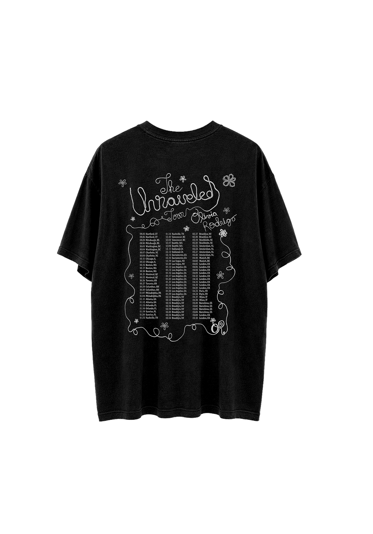 Olivia Rodrigo - unraveled dandelion tour t-shirt