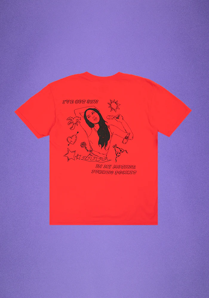 Olivia Rodrigo - red oversized sun in my mother fucking pocket t-shirt