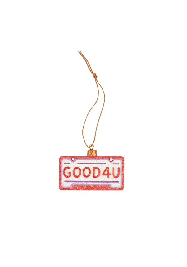Olivia Rodrigo - 'good 4 u' license plate ornament