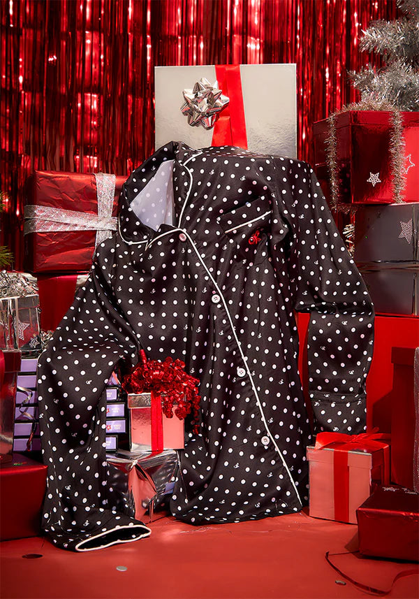 Olivia Rodrigo - black polka dot OR pajama + sleepmask set