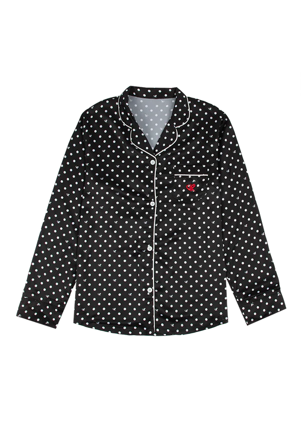 Olivia Rodrigo - black polka dot OR pajama + sleepmask set