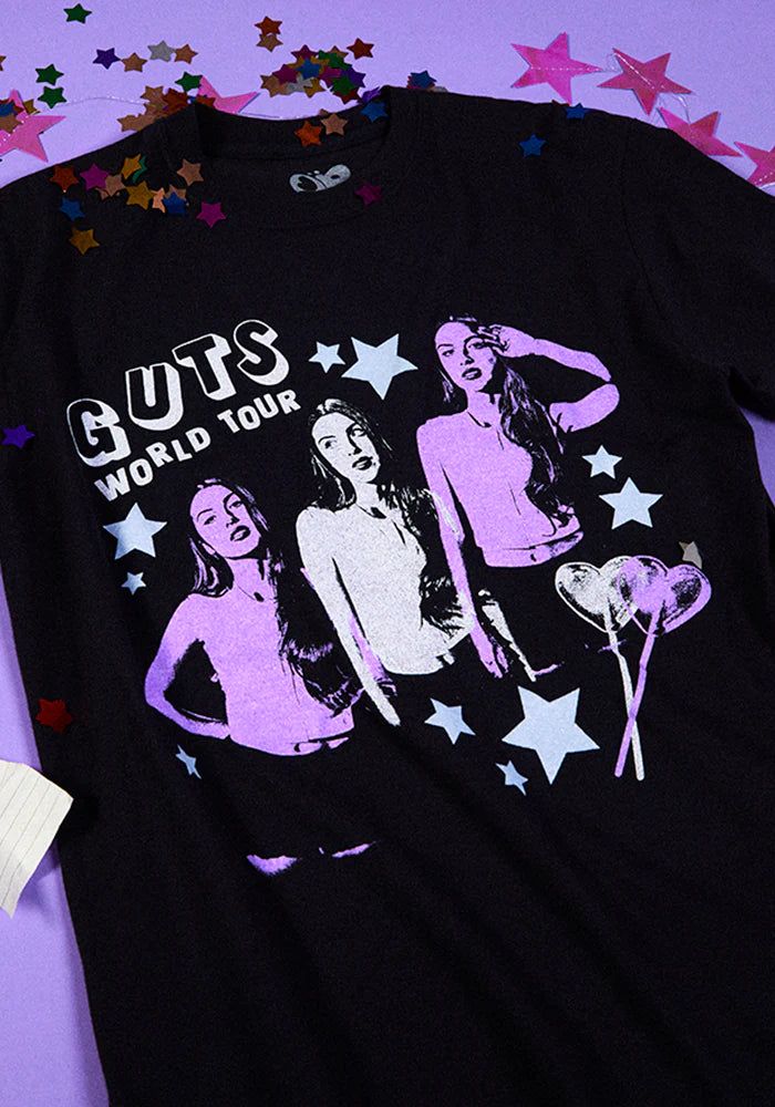 Olivia Rodrigo - GUTS world tour lollypop dateback t-shirt in black