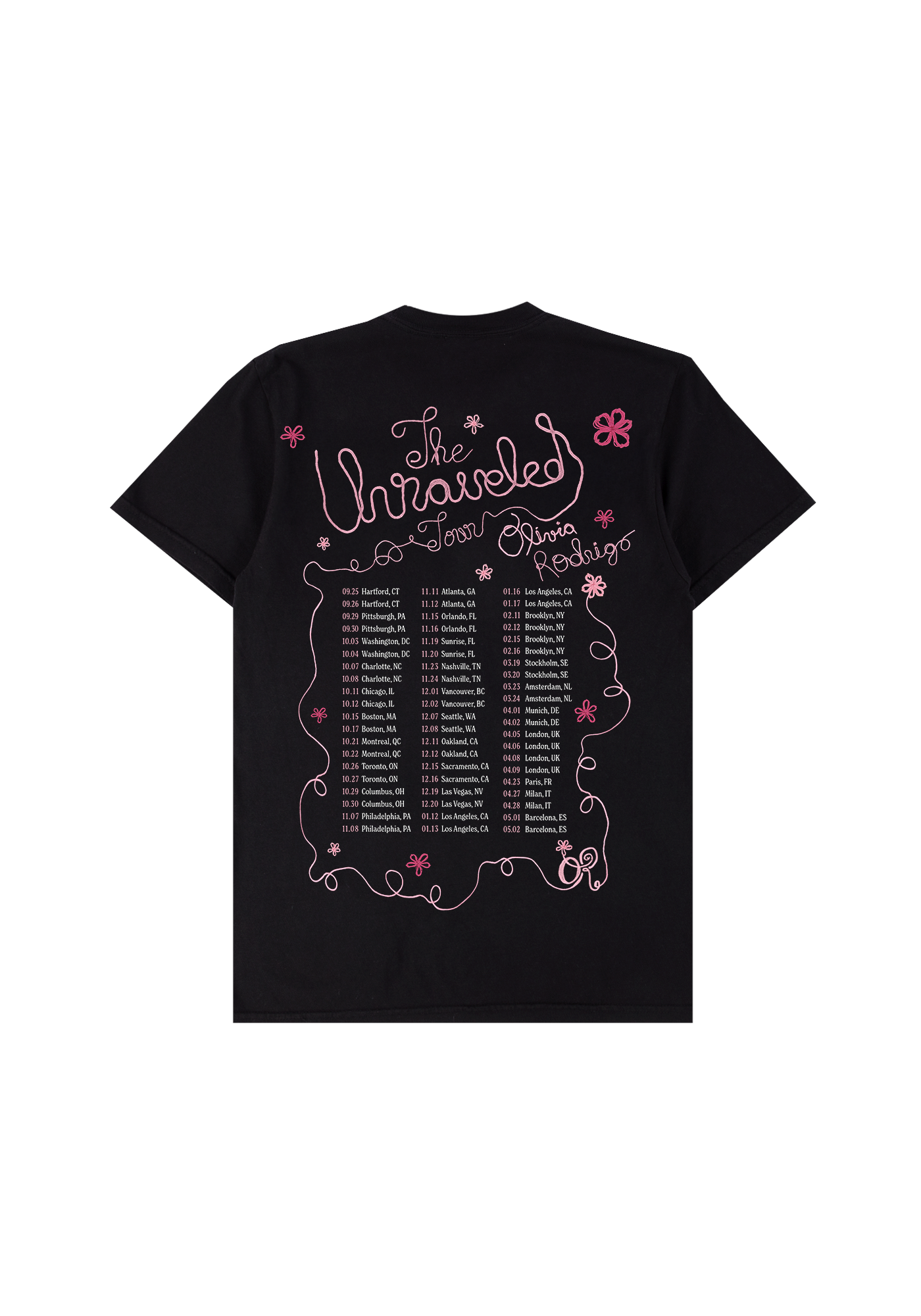 Olivia Rodrigo - the unraveled tour t-shirt