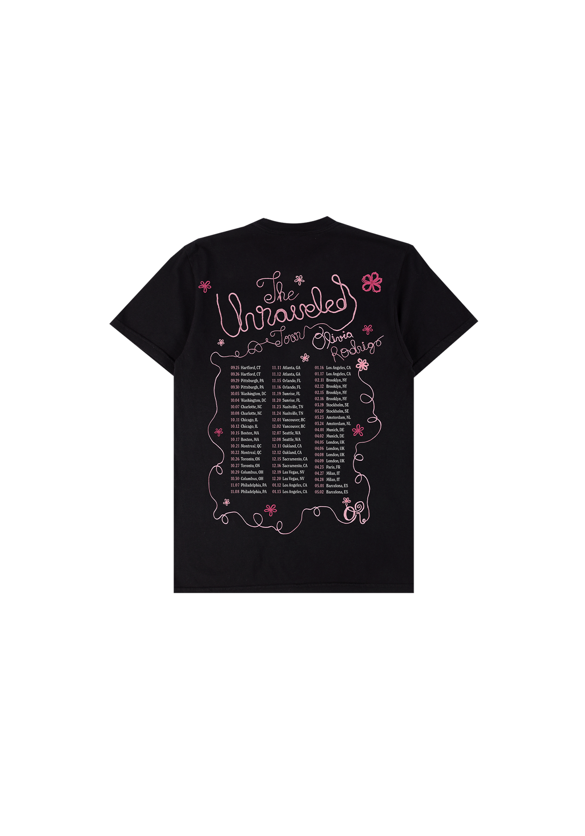 Olivia Rodrigo - the unraveled tour youth t-shirt