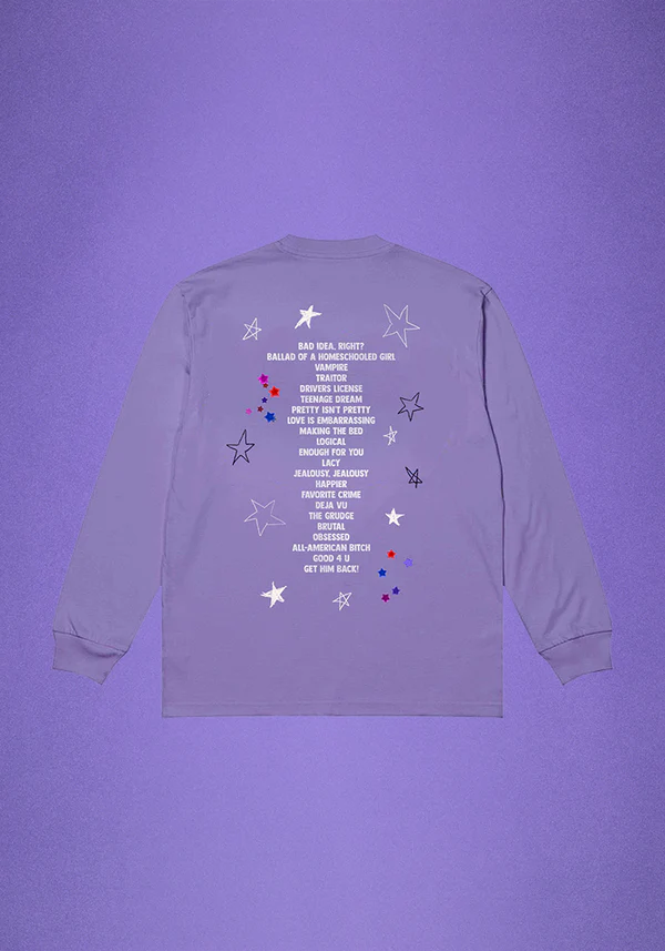 Olivia Rodrigo - GUTS world tour setlist longsleeve