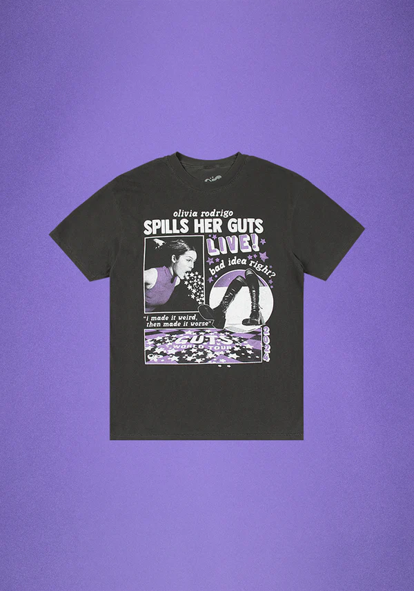 OR spills her GUTS live t shirt in pepper. Olivia Rodrigo