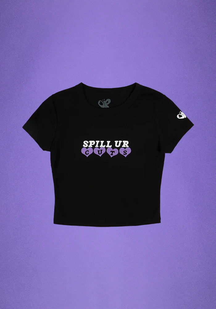 Olivia Rodrigo - spill ur GUTS crop t-shirt in black