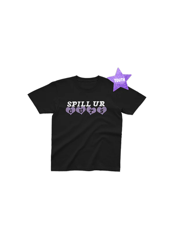 Olivia Rodrigo - youth spill ur GUTS t-shirt in black