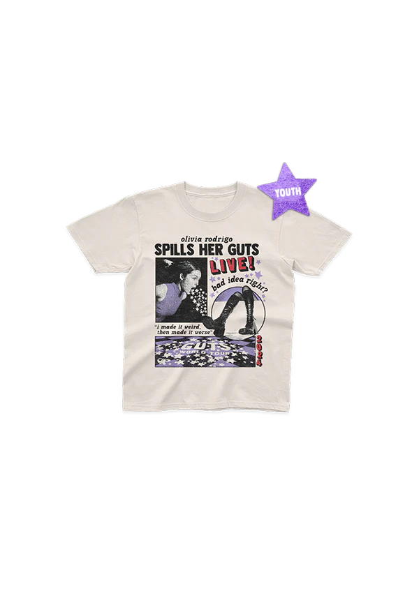 Olivia Rodrigo - youth GUTS live t-shirt in ivory