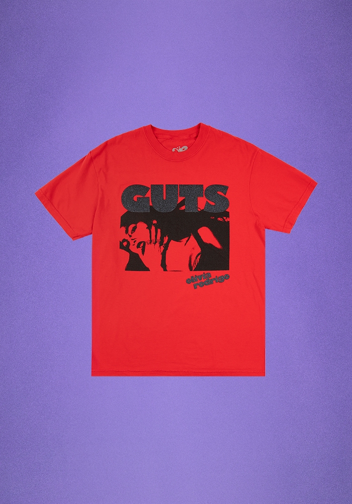 Olivia Rodrigo - red glittering GUTS t-shirt